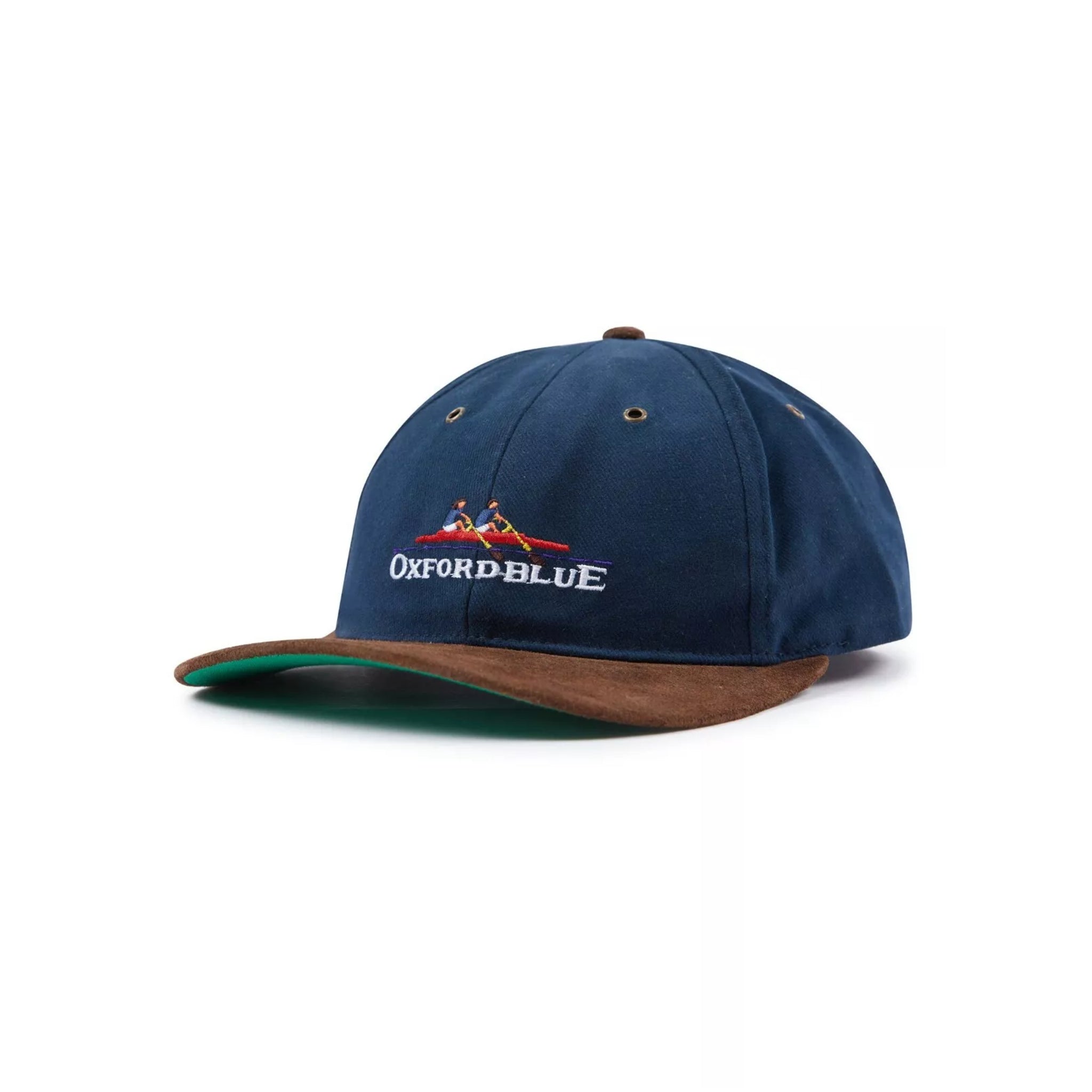 Oxford Blue Navy Baseball Cap Embroidered Logo Adjustable Cotton Hat with Suede Peak